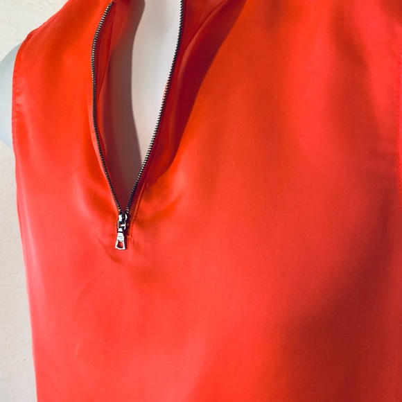 J Brand Neon Orange/Pink Zipper Collar Tank Top - Picture 2 of 8